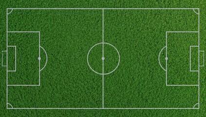 Naklejka premium Soccer Field with Green Grass and White Markings in Outdoor Stadium