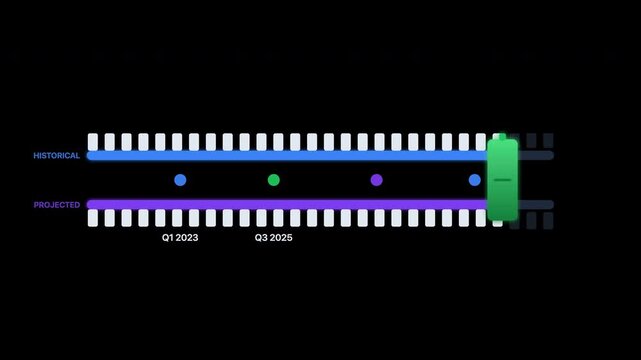 Two timelines show evolution or progress with dots and vertical tick marks. Suitable for illustrating growth, development, or historical events. Evolution timelines with dots and vertical marks suitab