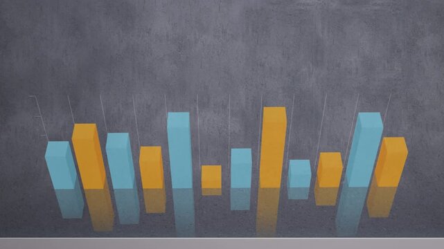 Animation of rising number counting to over grey interface processing data on graphs