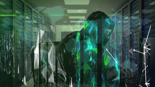 Animation of lights and dots wooden window