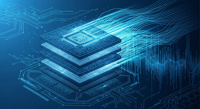 Stacked computer processors with layered circuit design.
