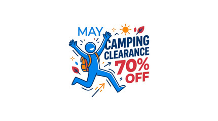 Fototapeta premium May Camping Clearance with Excited Figure