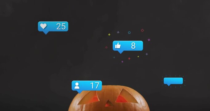 Blank bubble initiating pumpkin, icons updating counts, smoke drifting, visualizing engagement