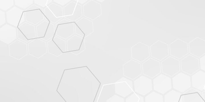 Light gray hexagon technology abstract background soft gradient minimalist honeycomb pattern with subtle hex outlines and faint nodes, cool professional tone, ideal for tech startup product launch