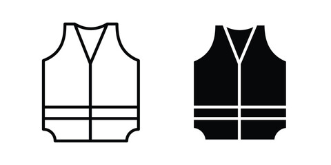 Vest jacket icon. Flat and outline icons. Black icons © Hestia