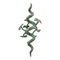 Obraz premium Abstract Organic Metal Sculpture with Green Patina Finish