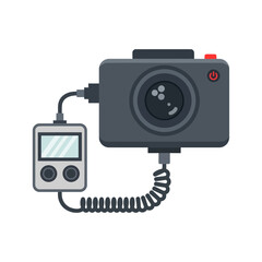 Fototapeta premium Action Camera with Remote Control and Coiled Cable