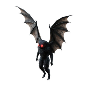 Dark Winged Cryptid Creature with Glowing Red Eyes