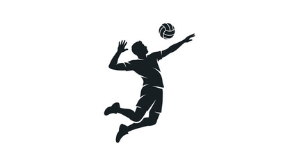 Obraz premium Dynamic Volleyball Player Silhouette in Mid-Air Spike Action.