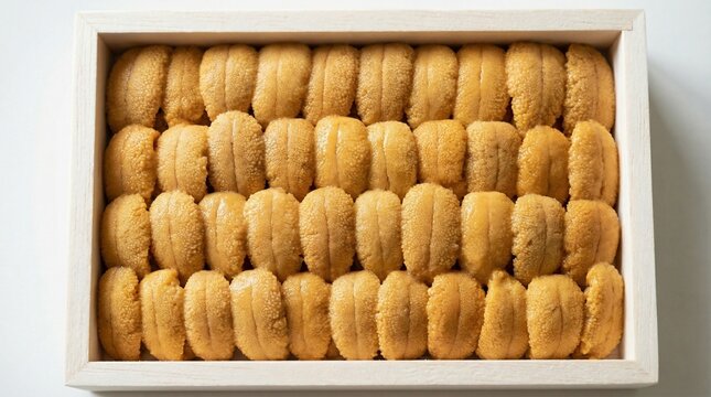 Premium Ezo Bafun sea urchin in a wooden box