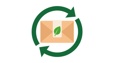 Obraz premium Recycling envelope with green leaf.