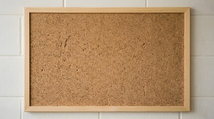 Fototapeta premium Empty Cork Board with Wooden Frame on White Wall Background