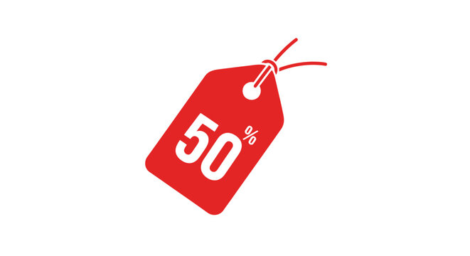 Red Discount Tag with Percentage Symbol.