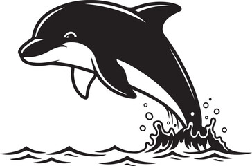 Obraz premium Funny Dolphin Bold Outline Silhouette line Art