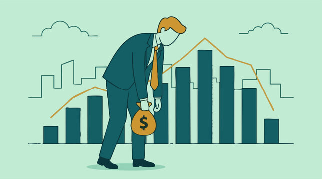 Financial struggles and economic recession affecting a tired businessman