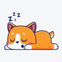 Sleeping orange cat cartoon cute pet illustration © Aryn Studio