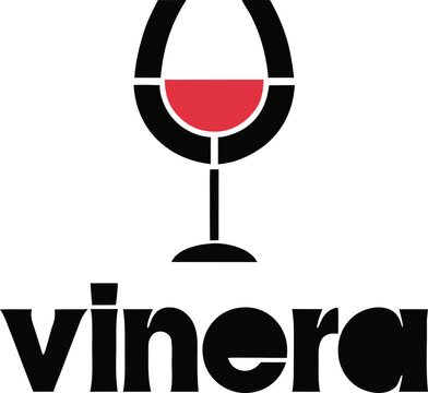 WebMinimalist Wine Glass Logo with Vinera Text