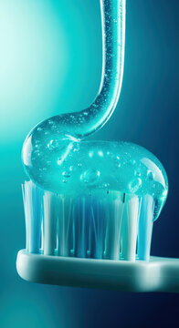 Blue Gel Toothpaste Squeezed on Toothbrush