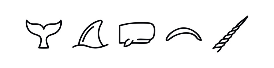 Minimalist Marine Animal and Whale Tail Vector Icons © liubomir118809