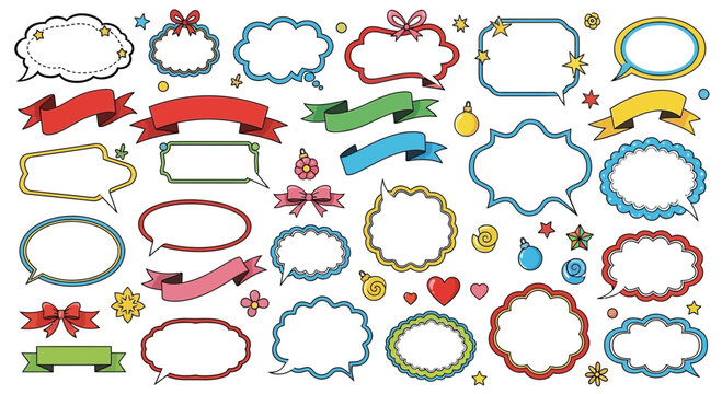 Colorful Speech Bubbles and Ribbons Collection - Vector Graphics