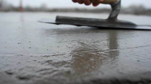 Smooth concrete surface with trowel for construction project