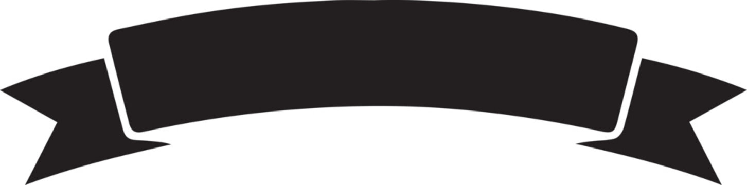 Arch ribbon banner black silhouette isolated on white background for title text