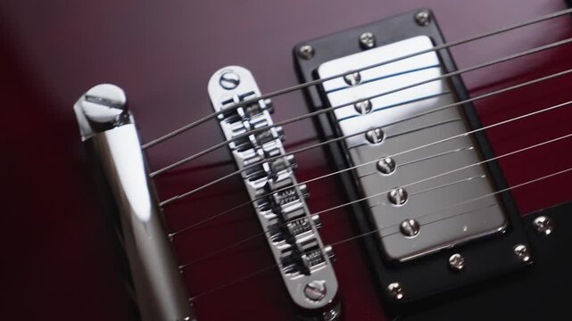 electric red sg guitar music background, closeup