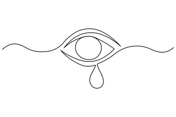 Obraz premium Eye continuous one line art icon for crying emotion concept