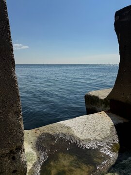 Under the pier by the sea