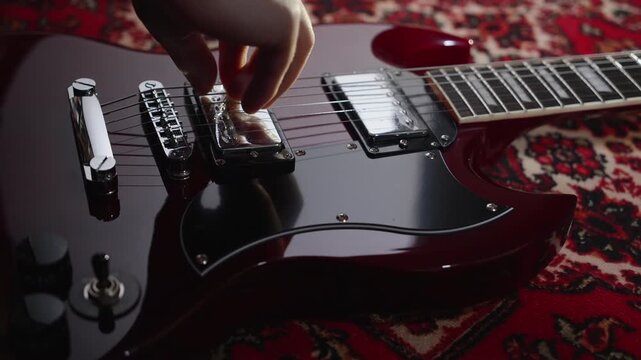 removing removing protective film from new red sg guitar humbuckers unpacking