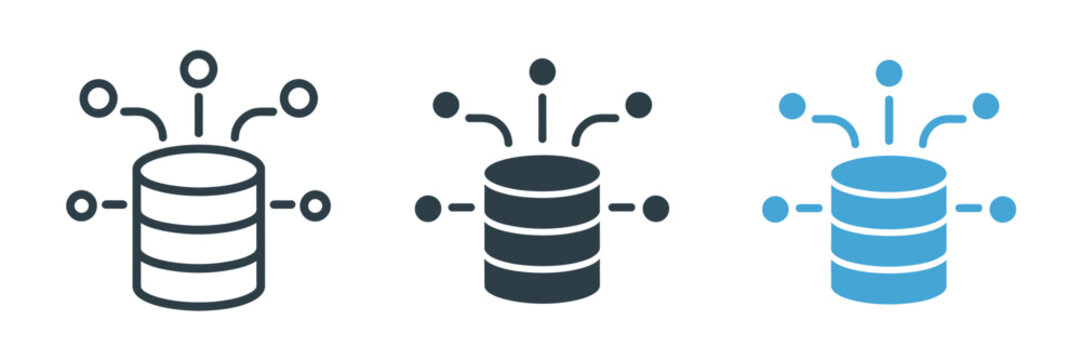 Database Network Data Center Icons Server Storage Computing Connection Cloud System Technology Vector Illustration Set Isolated White Background