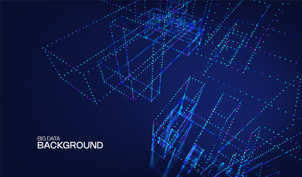 Technology cube abstract for background data 3d and science graphic research. Scientific dot digital for geometry visualization presentation and system chemical object. Technology design business.