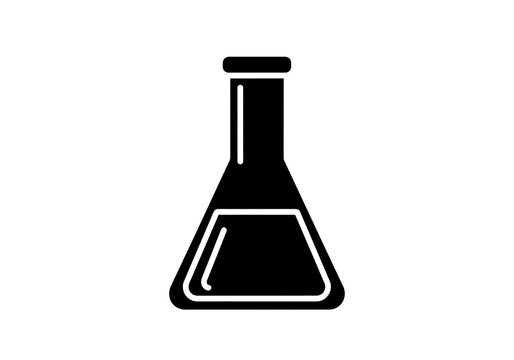 Black silhouette icon of an erlenmeyer flask