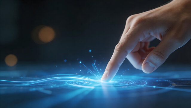 Hand interacting with digital interface