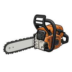 Naklejka premium Chainsaw Vector Illustration, Power Tool SVG, Wood Cutting Equipment, Lumberjack Tool Design