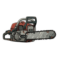 Naklejka premium Chainsaw Vector Illustration, Power Tool SVG, Wood Cutting Equipment, Lumberjack Tool Design