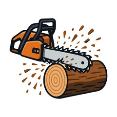 Fototapeta premium Chainsaw Vector Illustration, Power Tool SVG, Wood Cutting Equipment, Lumberjack Tool Design