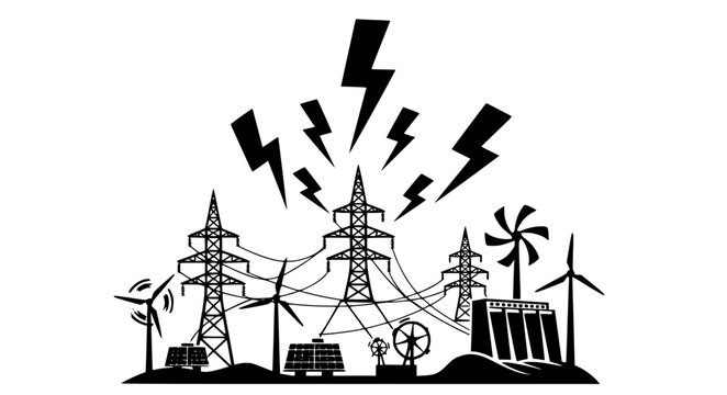 Power & Energy Vector Icons &ndash; Electricity, Grid & Turbine Symbols