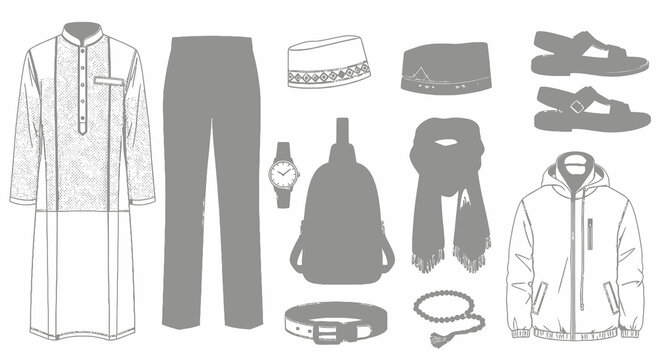 Men Modern Islamic Clothing and Accessories Lifestyle Set