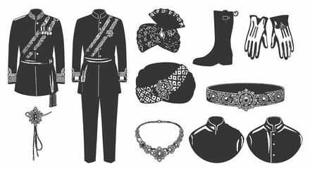 Naklejka premium Formal Royal Military Uniform and Ceremonial Accessories