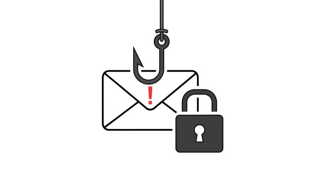 Phishing Hook with Email and Lock.