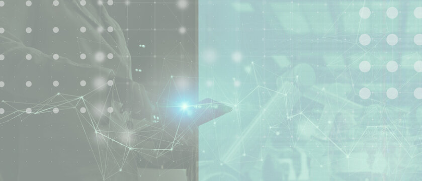 Abstract Digital Network Background with Data Connections and Technology Interface