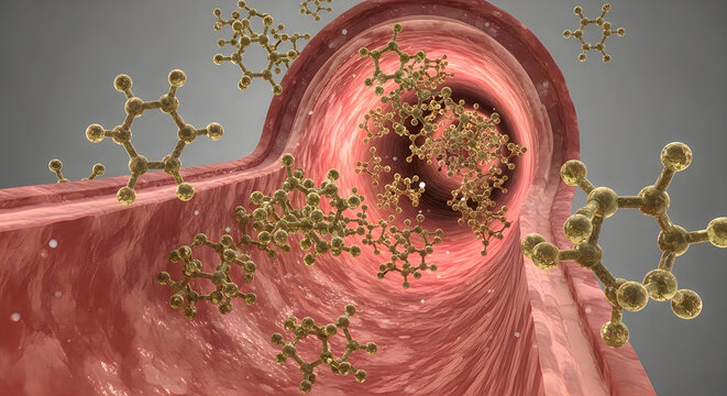 3d render of coronavirus particles attaching to a human cell, medical illustration, viral infection concept