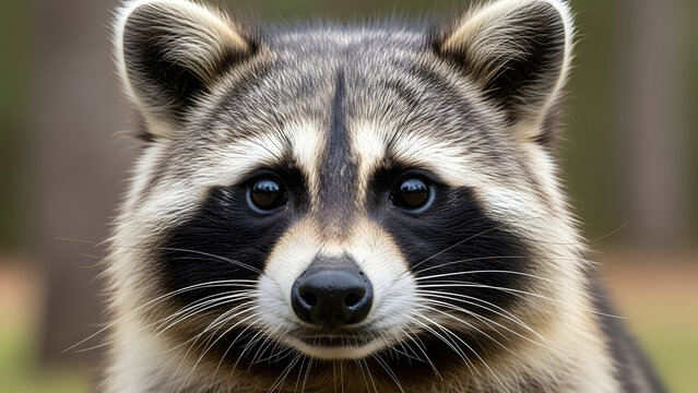 Close-up of a curious raccoon