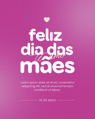 Fototapeta premium Template de Card Feliz Dia das Mães: Design Moderno com Gradiente Vibrante e Tipografia Bold Editável