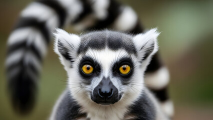 Fototapeta premium Curious ring-tailed lemur