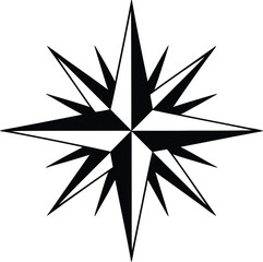 Obraz premium Vintage marine compass icon featuring north south east west directions and pointed star design for maritime travel and explorer themes