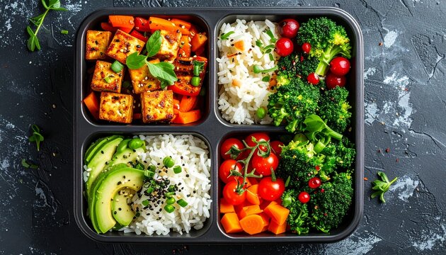 Vegane Meal Prep Box f&uuml;r unterwegs mit gesunden Zutaten