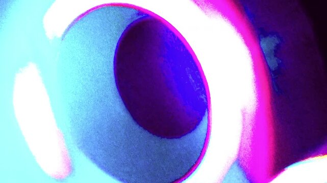 Neon light installation glows brightly light flares transitions