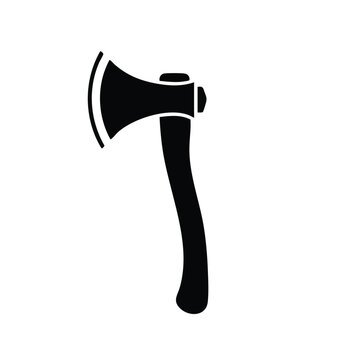 Black axe icon, vector axe symbol, simple tool illustration, monochrome design element